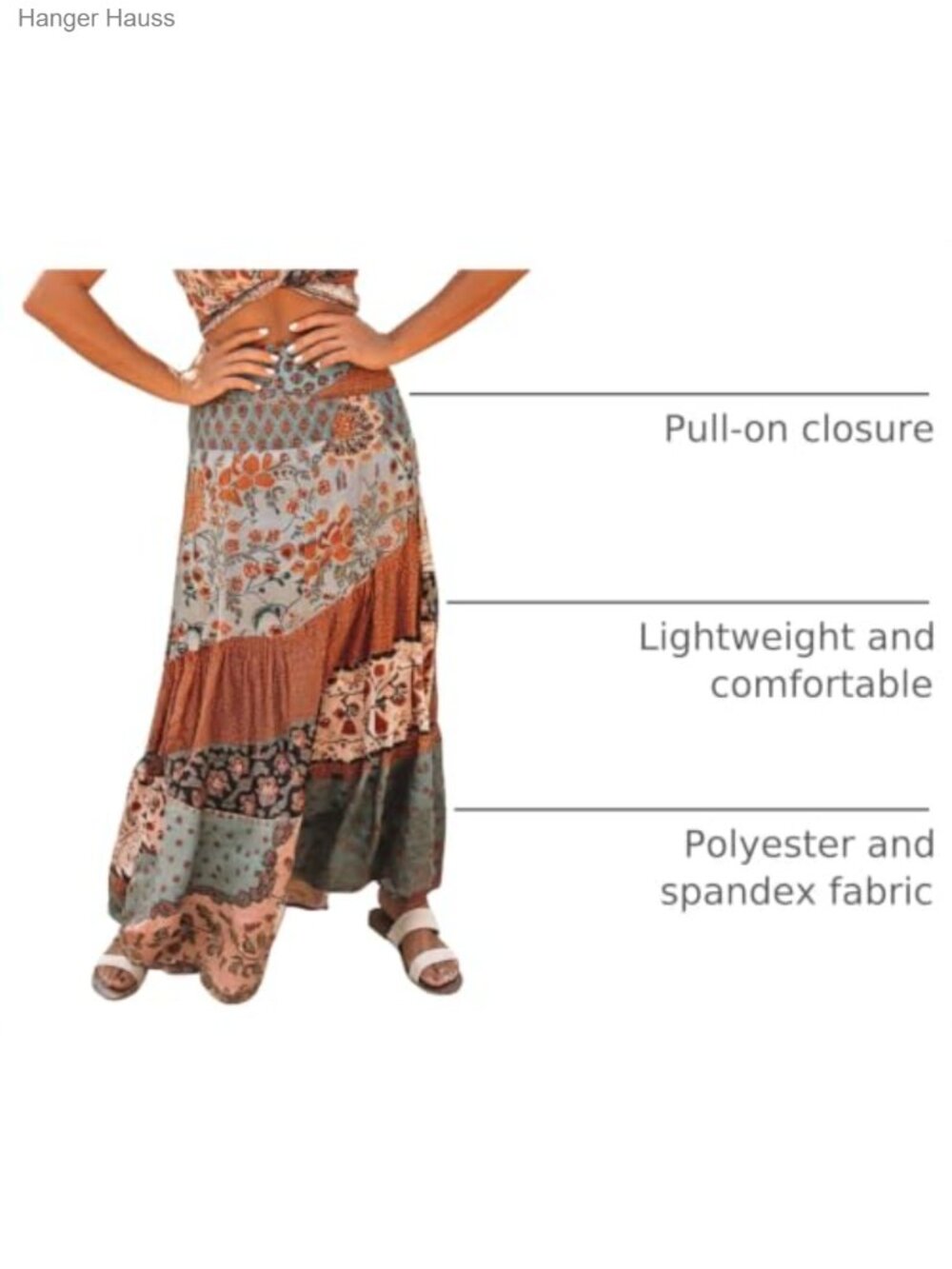 Womens Floral Print Boho Maxi Skirt Elastic High Waist Pleated Ruffle Flowy - Picture 3 of 6